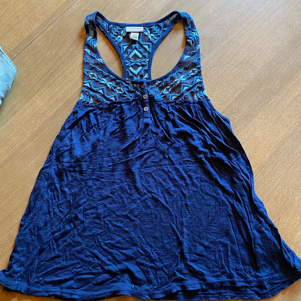 Blue racer back tank top